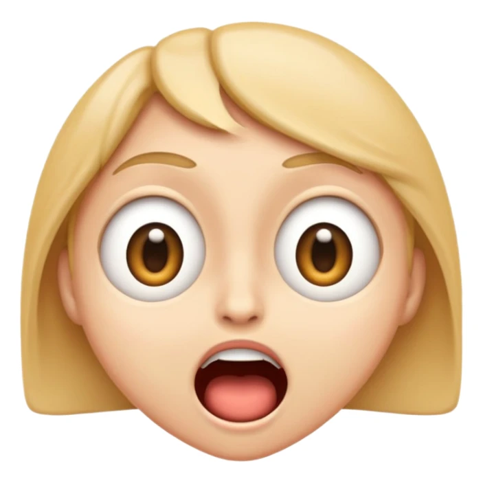 emoji face expressing 'ahh' surprise or shock, wide open mouth, big eyes sticker