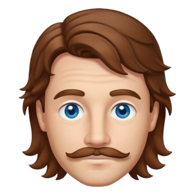 Benson Boone (b.2002) blue eyes, brown wavy hair and thin mustache sticker