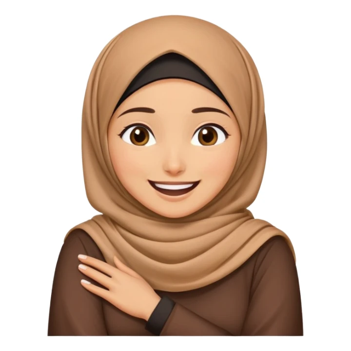 Hijabi crossing arms on neck and laughing  sticker