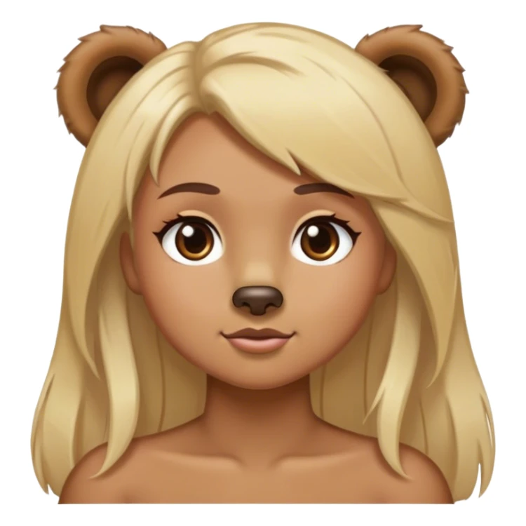 Bear with girl with blonde highlights hair  sticker