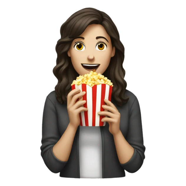 White brunette woman eating popcorn  sticker