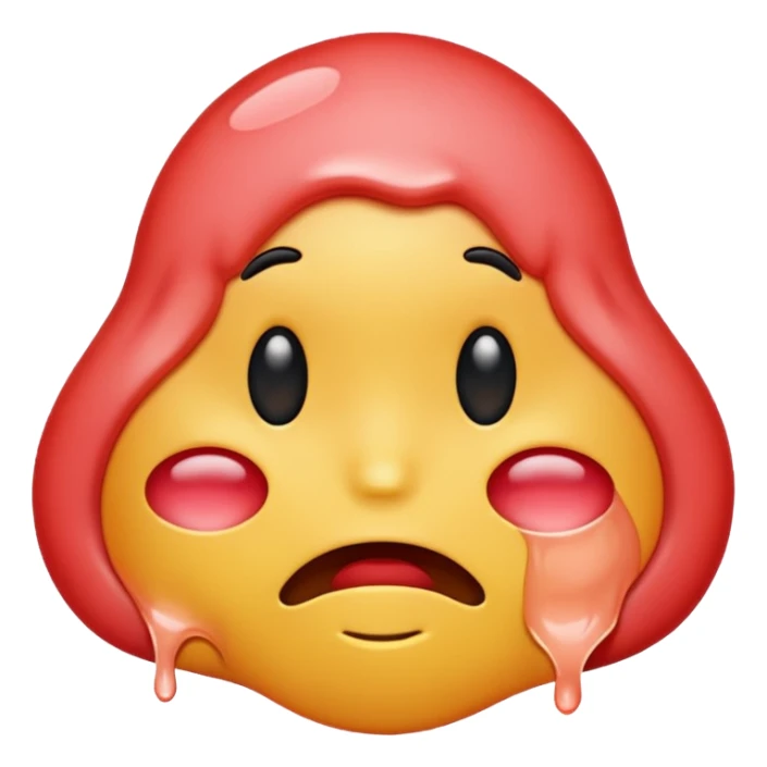The melting emoji blushing instead of being serious sticker