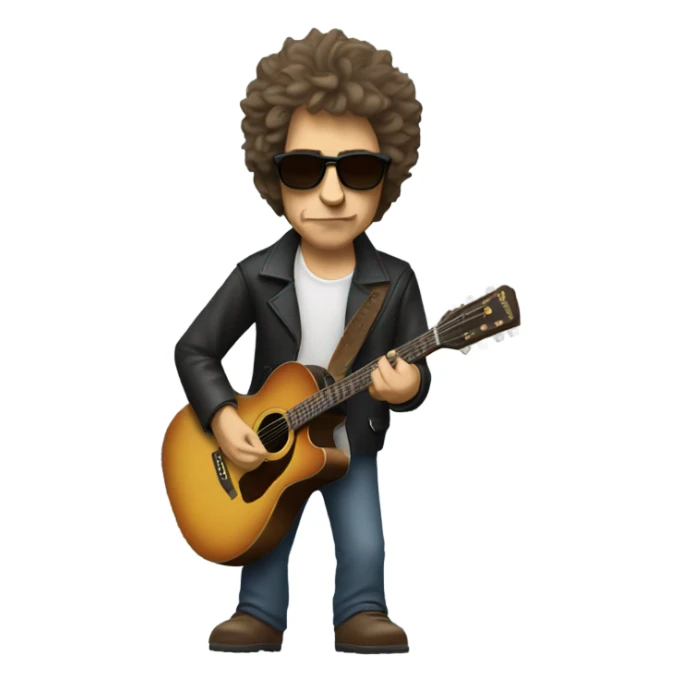 bob dylan with sunglases and guitar sticker