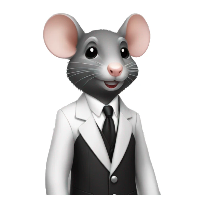 rat in black and white suit standing  sticker