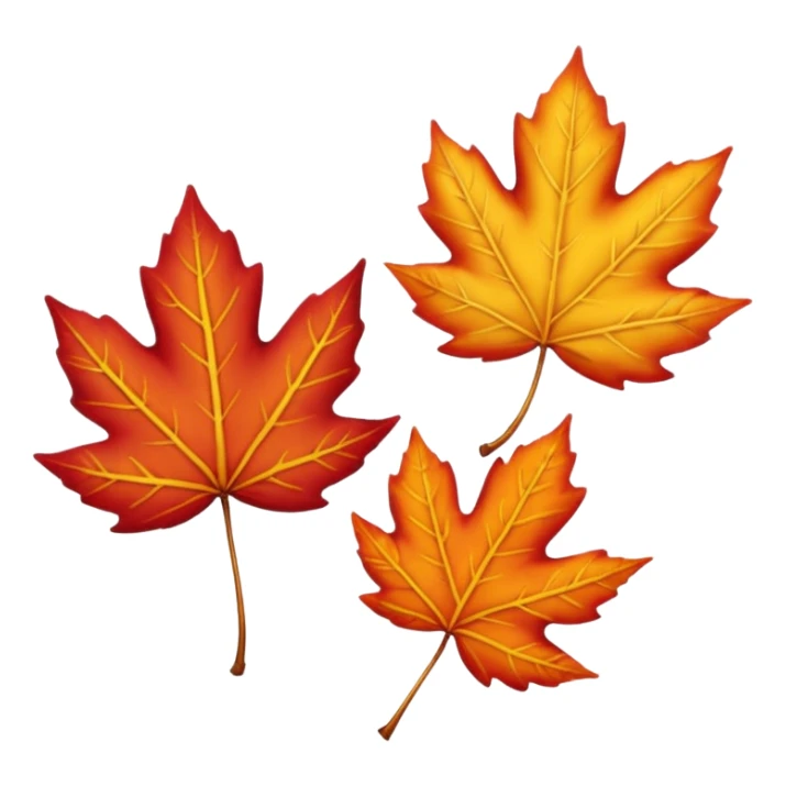 3 autumn leaves, blowing the left in the wind, white background sticker