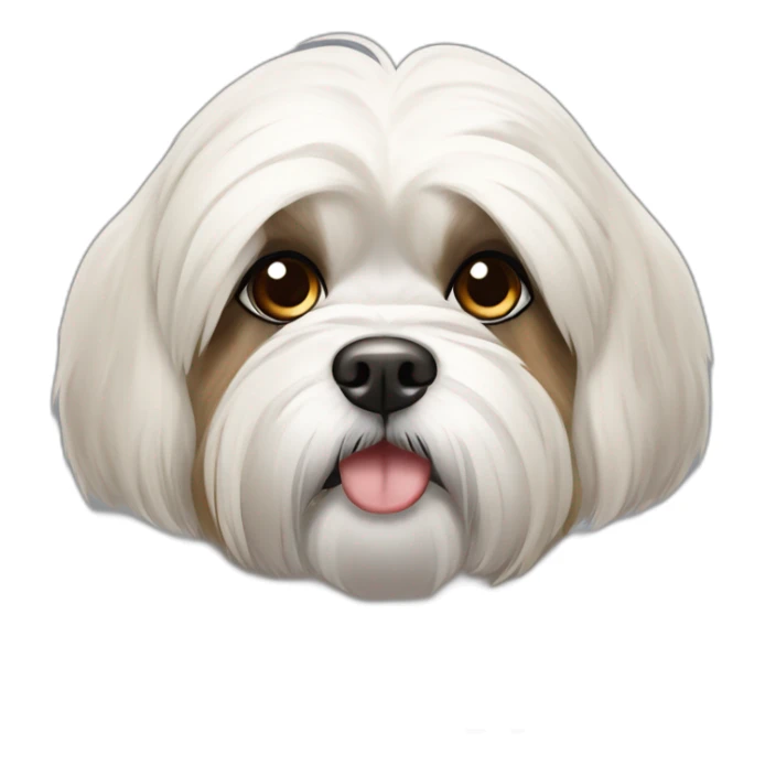 lhasa apso with short white fur and dark brown spots on body and around both eyes sticker