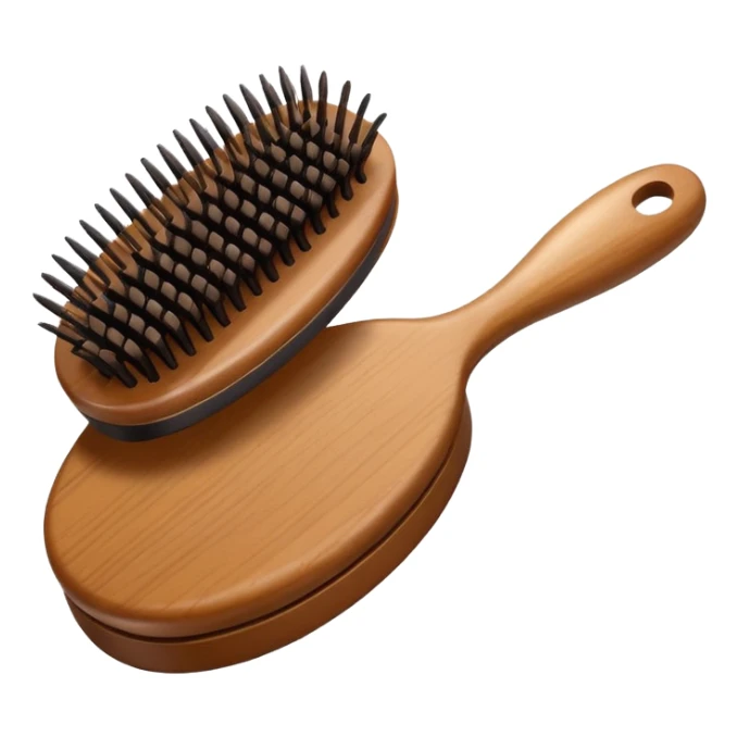 brown hairbrush, Samsung emoji style, simple and clear sticker