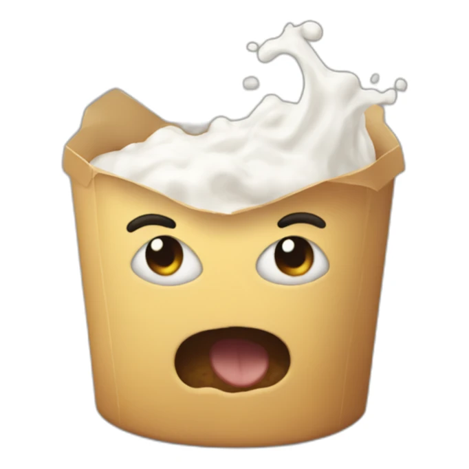 Mad milkbox with eyes and mouth sticker