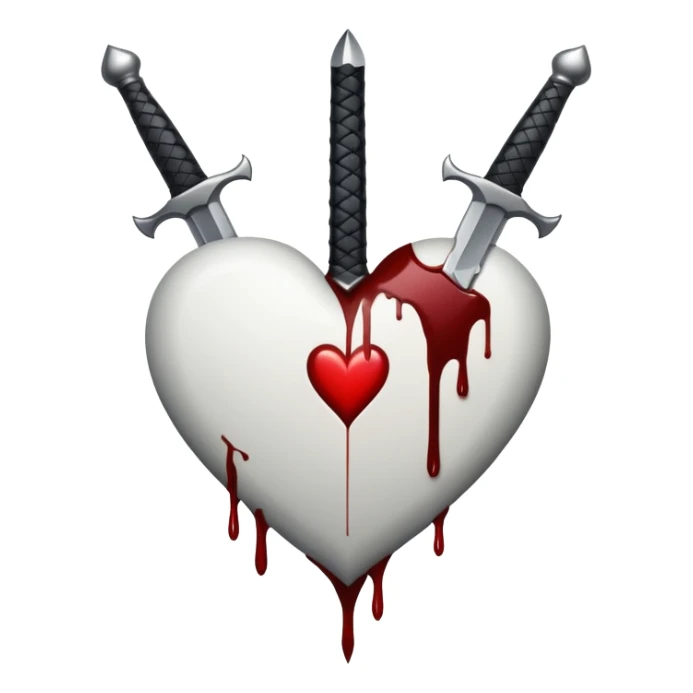 Black and white heart with a dagger going through it with blood on the dagger  sticker
