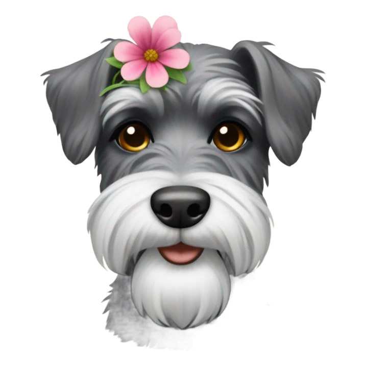 Schnauzer with flower in hair sticker