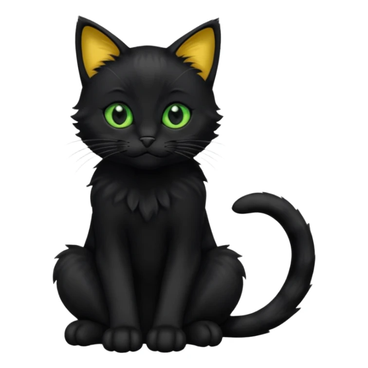 Chat noir peinture mignon assise peinture sticker