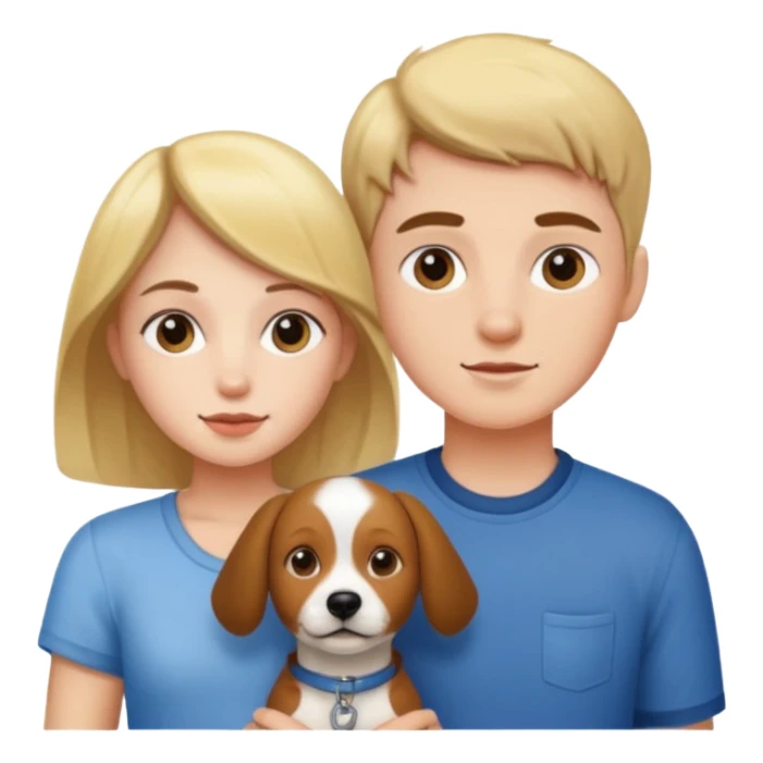 Girl and boy with a dog sticker