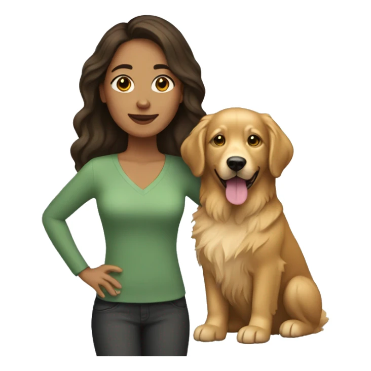 Brunette woman with golden retriever  sticker
