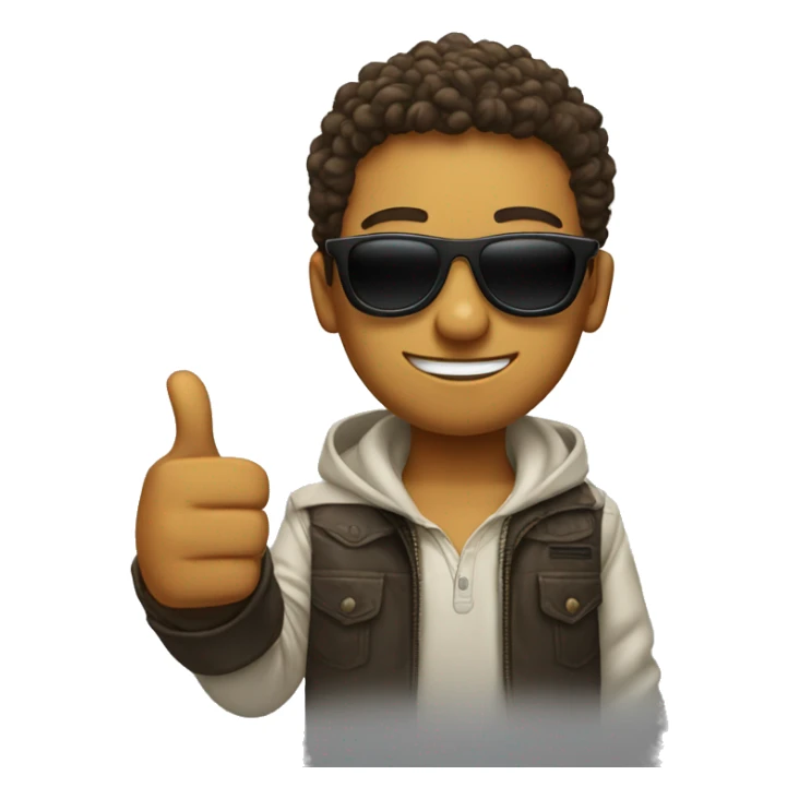 Young man with Thumbs up wear cool shades sticker