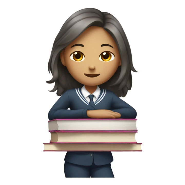 bored female student uniform sleeping of book sticker