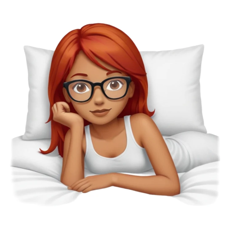 Girl with red hair and glasses laying on a bed sticker
