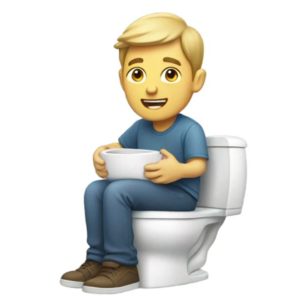 White guy sitting on toilet ￼ sticker