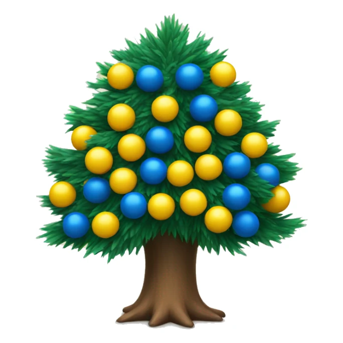New year tree with yellow and blue balls sticker