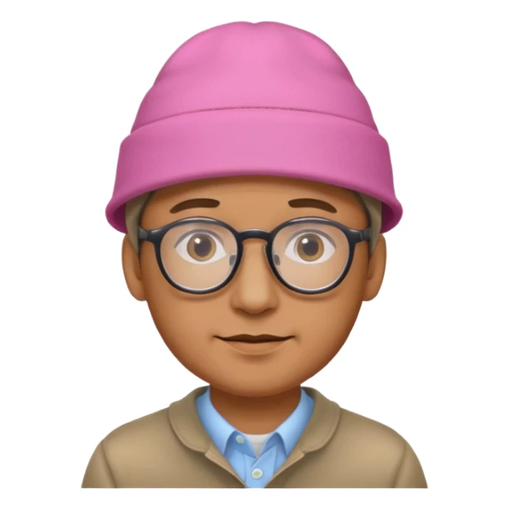 man with glasess wear pink hat  sticker
