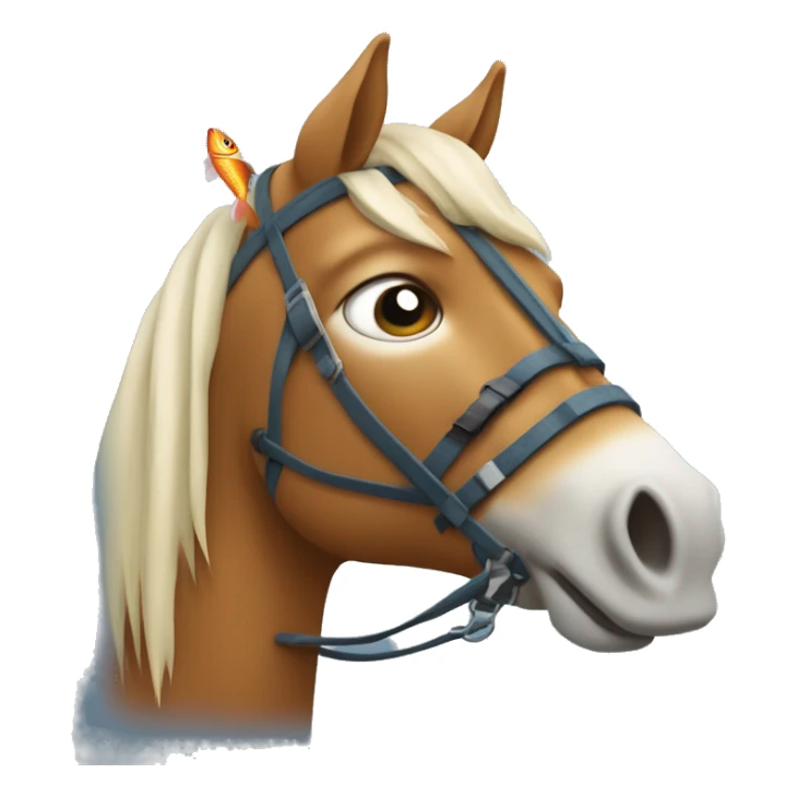 Une cheval avec une tête de poisson qui fait du ski sticker