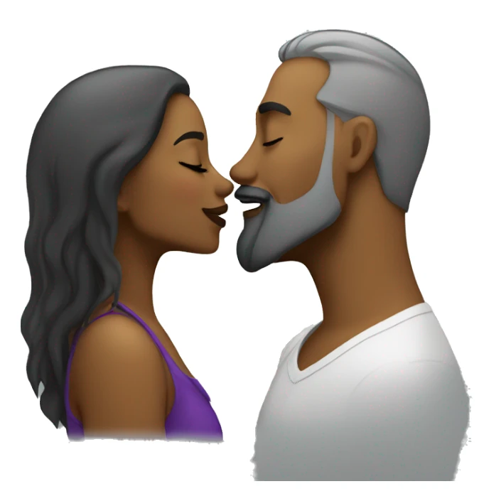  Grey Goatee beard man kisses Caribbean girl sticker