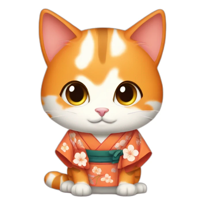 Beautiful orange cat wearing kimono sticker