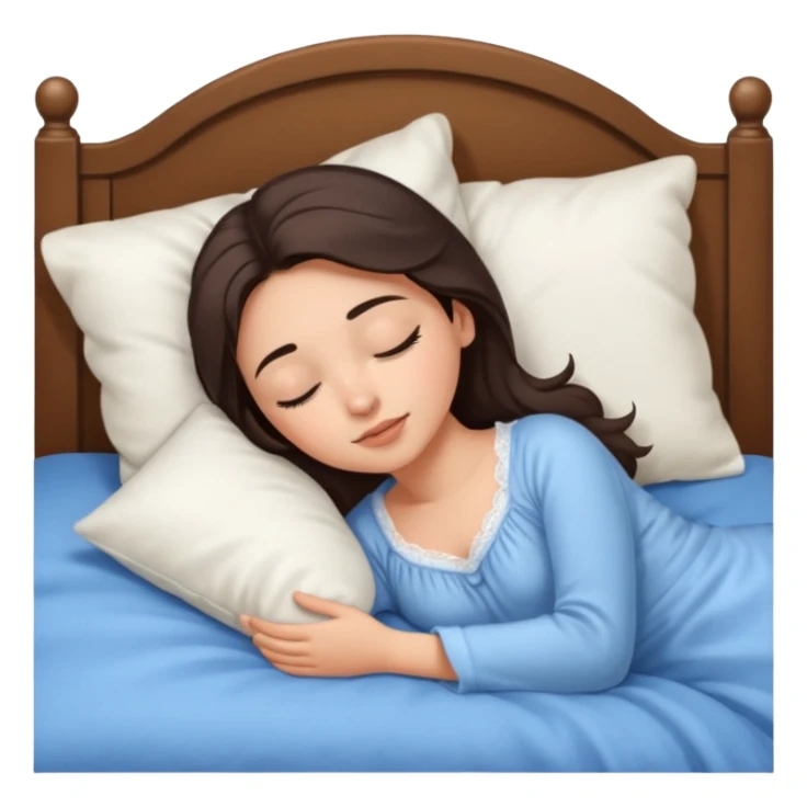 brunette-single-girl-in-cozy-blue-bed-sleeping-pretty-eyelashes-light-skin sticker