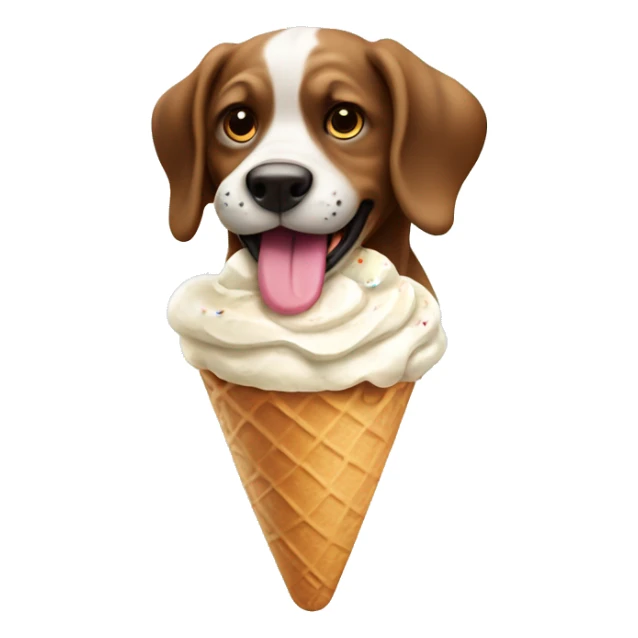 Dog eating ice cream cone sticker