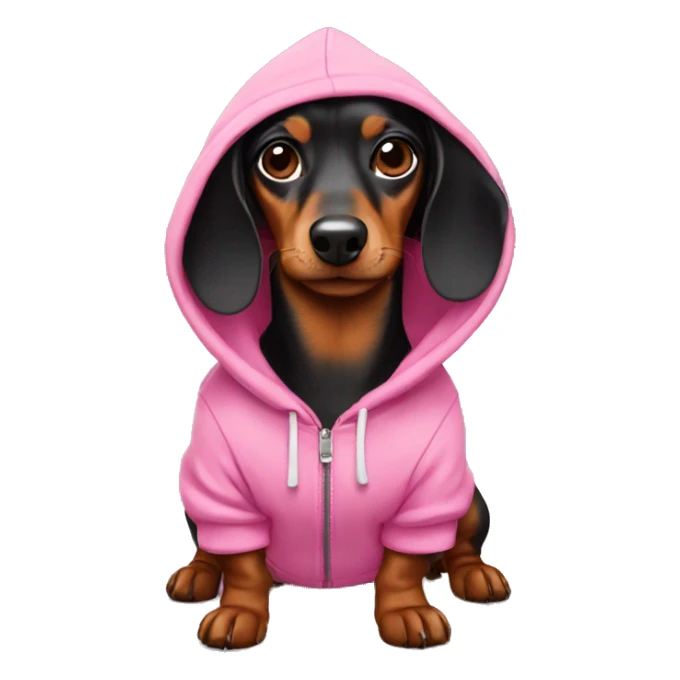 Dachshund Wearing a pink hoodie sticker