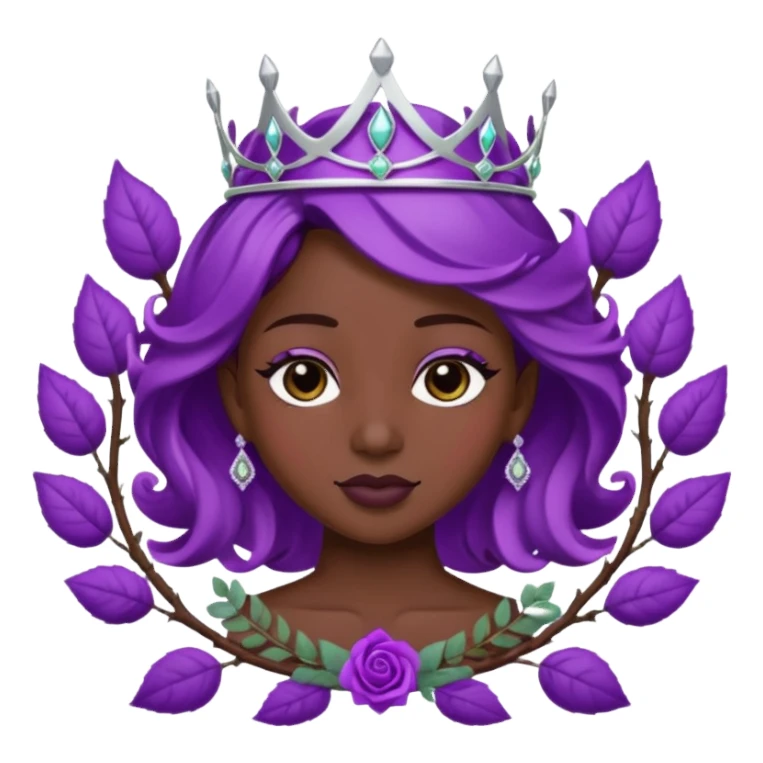 Purple rose with silver tiara and a purple emblem leaf wreath sticker