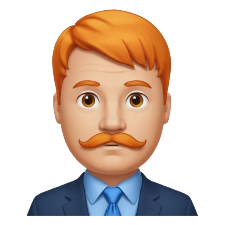 fat orange hair man with mustache & blue tie sticker