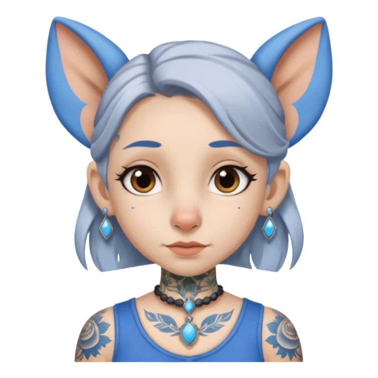white-gray haired heavy blue tattooed big head accessory big nose mid size ear young girl sticker