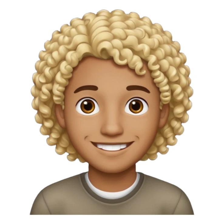 Chico joven latino, piel muy morena, pelo rubio rizado sticker