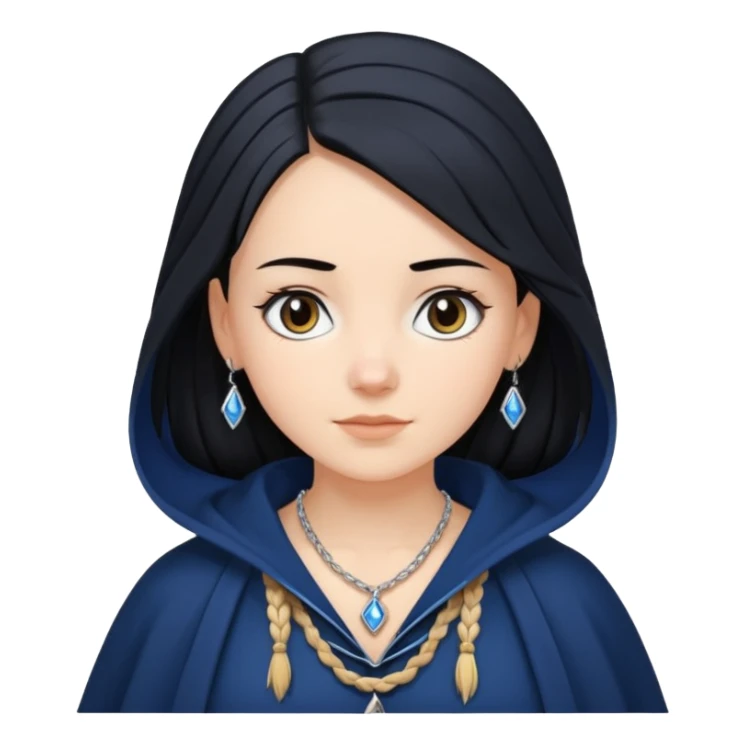 braid black hair, white girl, dark blue cloak sticker