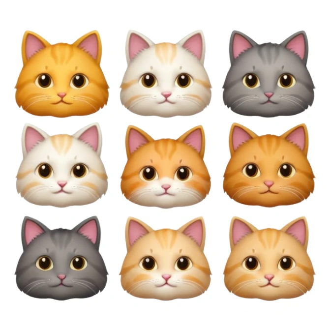 6 cats with different natural coloured coats sticker
