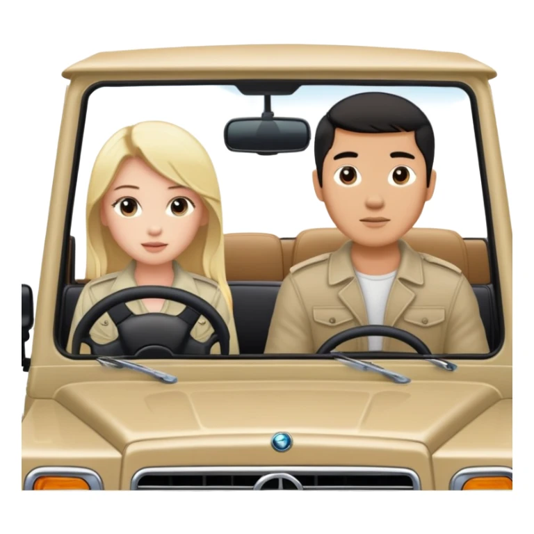 g wagon with blonde girl front seat and asian guy standing outside sticker