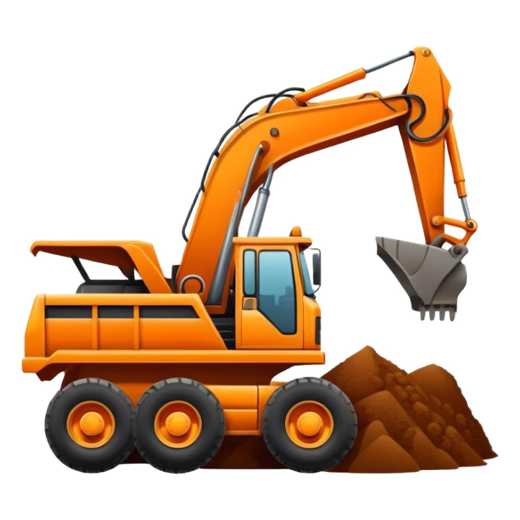 Excavator putting dirt in dump truck sticker