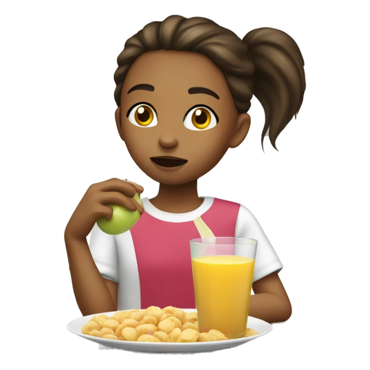 girl eating cereal apple juice sticker