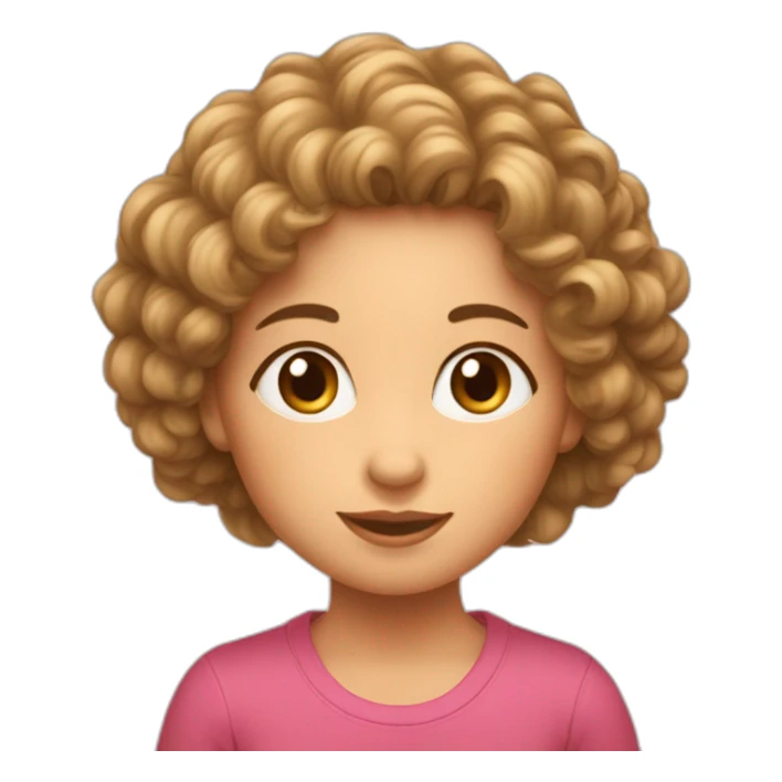 Une petite fille au cheveux bouclés avec sa maman  sticker