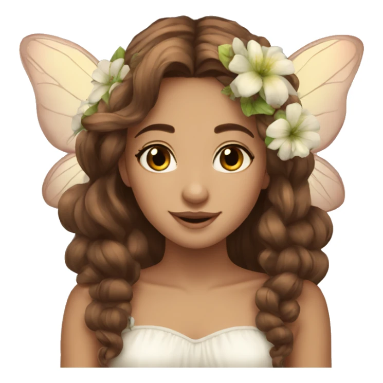 Beautiful fairy brown hair flowers sticker
