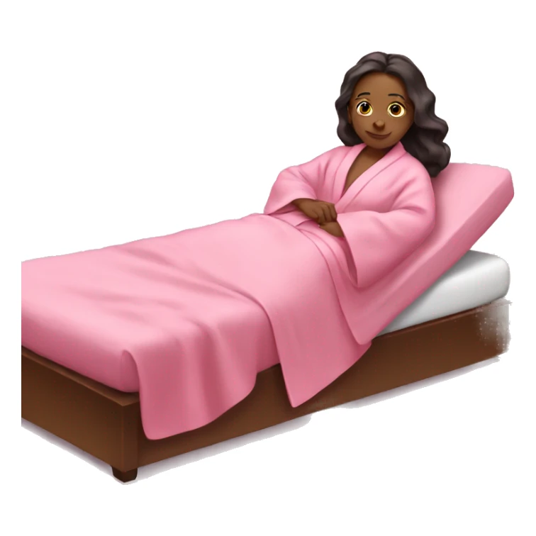 Girl with pink robe laying on spa bed sticker