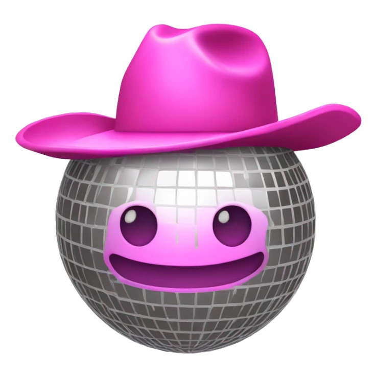 disco ball with a shiny pink cowboy hat on sticker