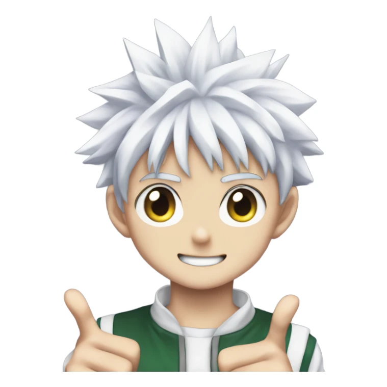 Killua (from HunterxHunter) pointing cute to his chick sticker