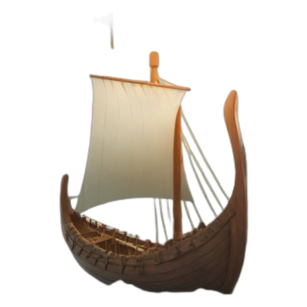 viking ship on the ocean with blue sky and sun in background sticker