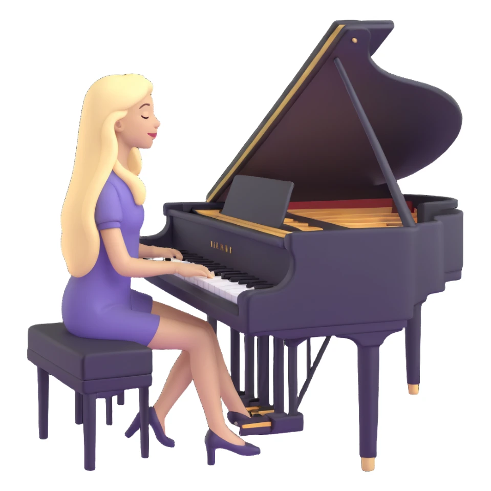 woman with long blonde hair playing the piano sticker