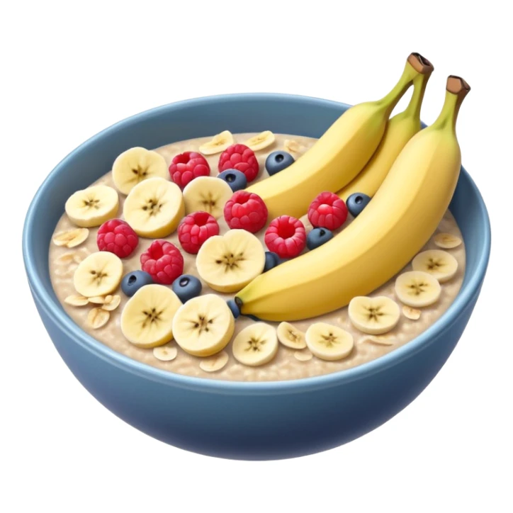 oatmeal with berries and sliced bananas, nothing around the bowl sticker