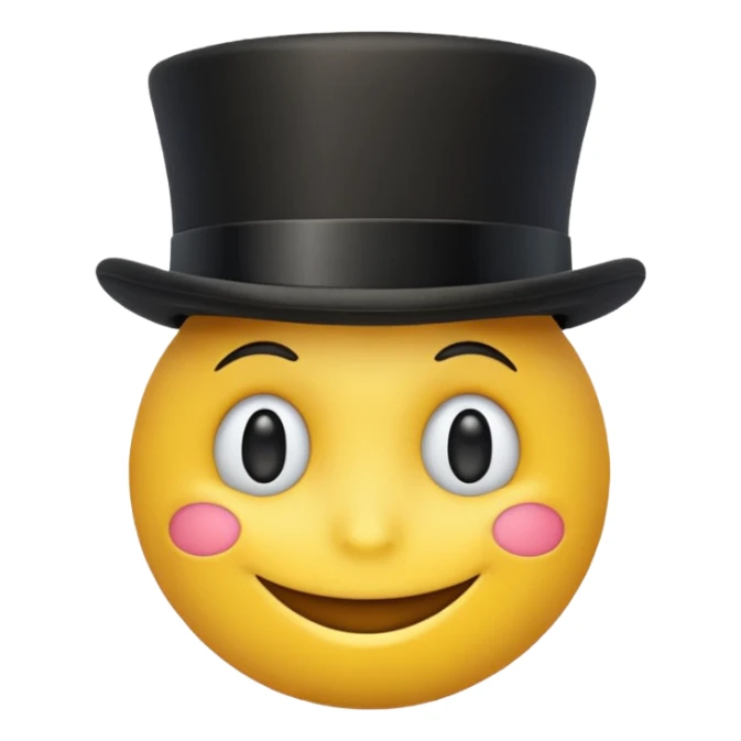 A yellow emoji with a top hat on😀 sticker