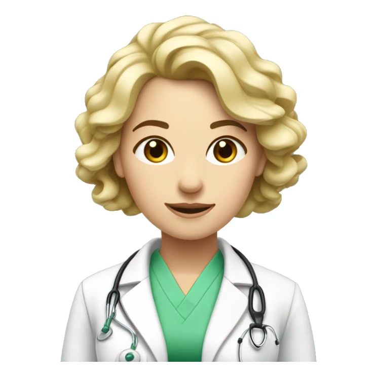 Femme Medecin,cheveux châtains clair bouclés , yeux verts  sticker