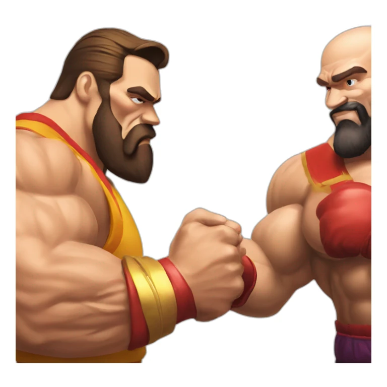 Arnold Schwarzenegger and zangief shaking hands sticker