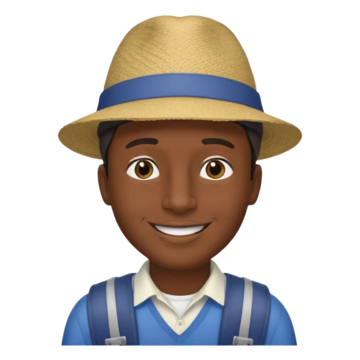 Visage homme créole réunionnais avec chapeau arrive avion sticker